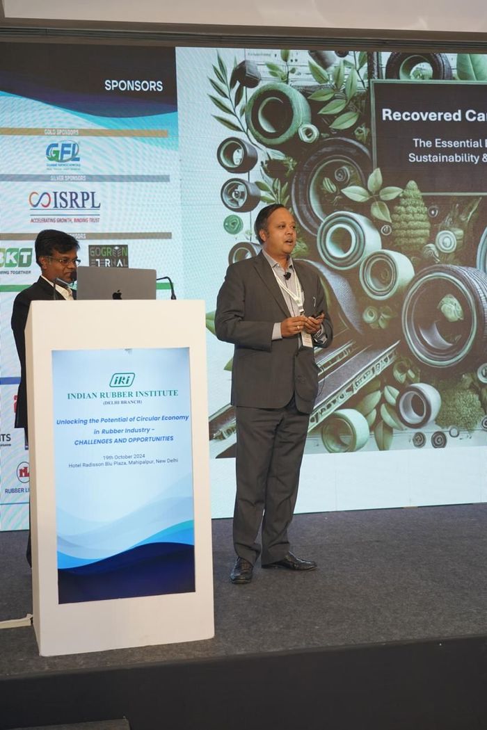 GoGreen presenting Recovered Carbon Black at the IRI Delhi conference on circular economy in the rubber industry