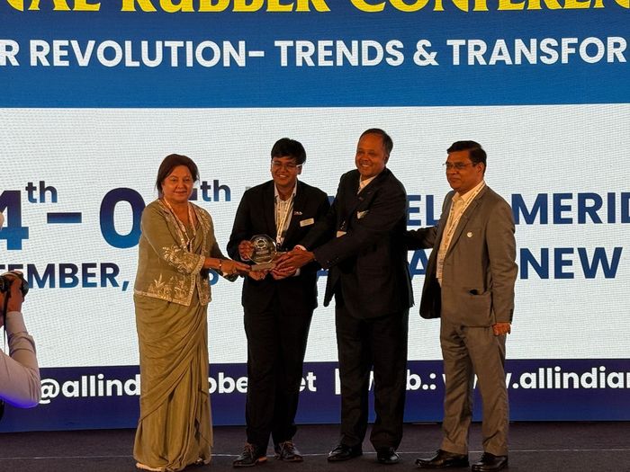 GoGreen receiving recognition at the All India Rubber Conference NRC 2025