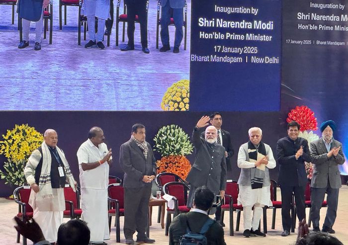 Green sapling presented at the GoGreen Eternal booth, Bharat Mobility 2025