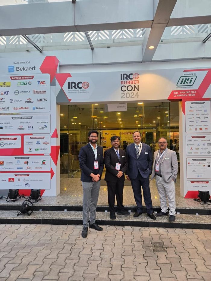 GoGreen team at the IRC RUBBERCON 2024 entrance, Le Meridien Kochi