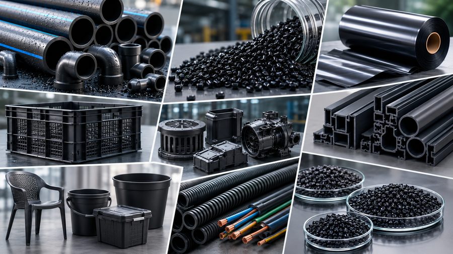 Plastics, pipes and masterbatch products made with recovered carbon black