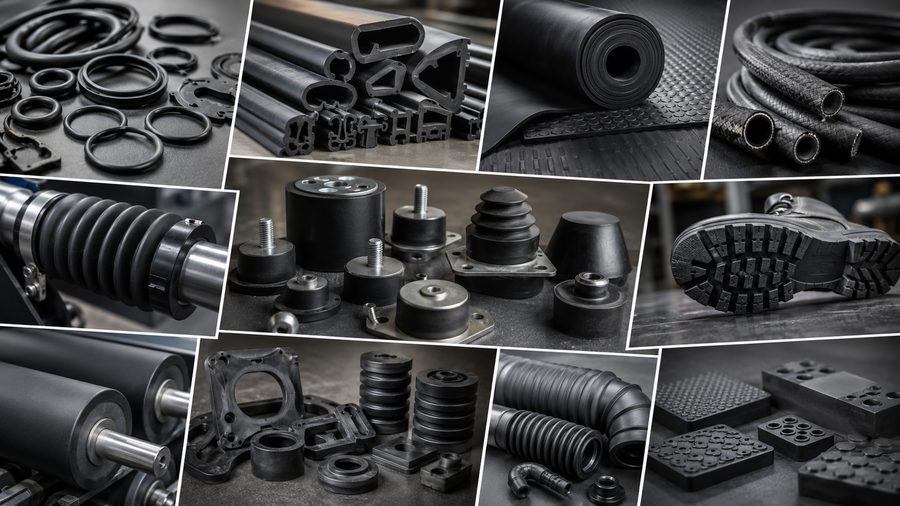 Rubber goods and moulded rubber components made with recovered carbon black